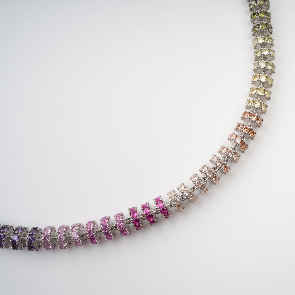 Sandrine Multicolor Crystal Embellished Sterling Silver Necklace