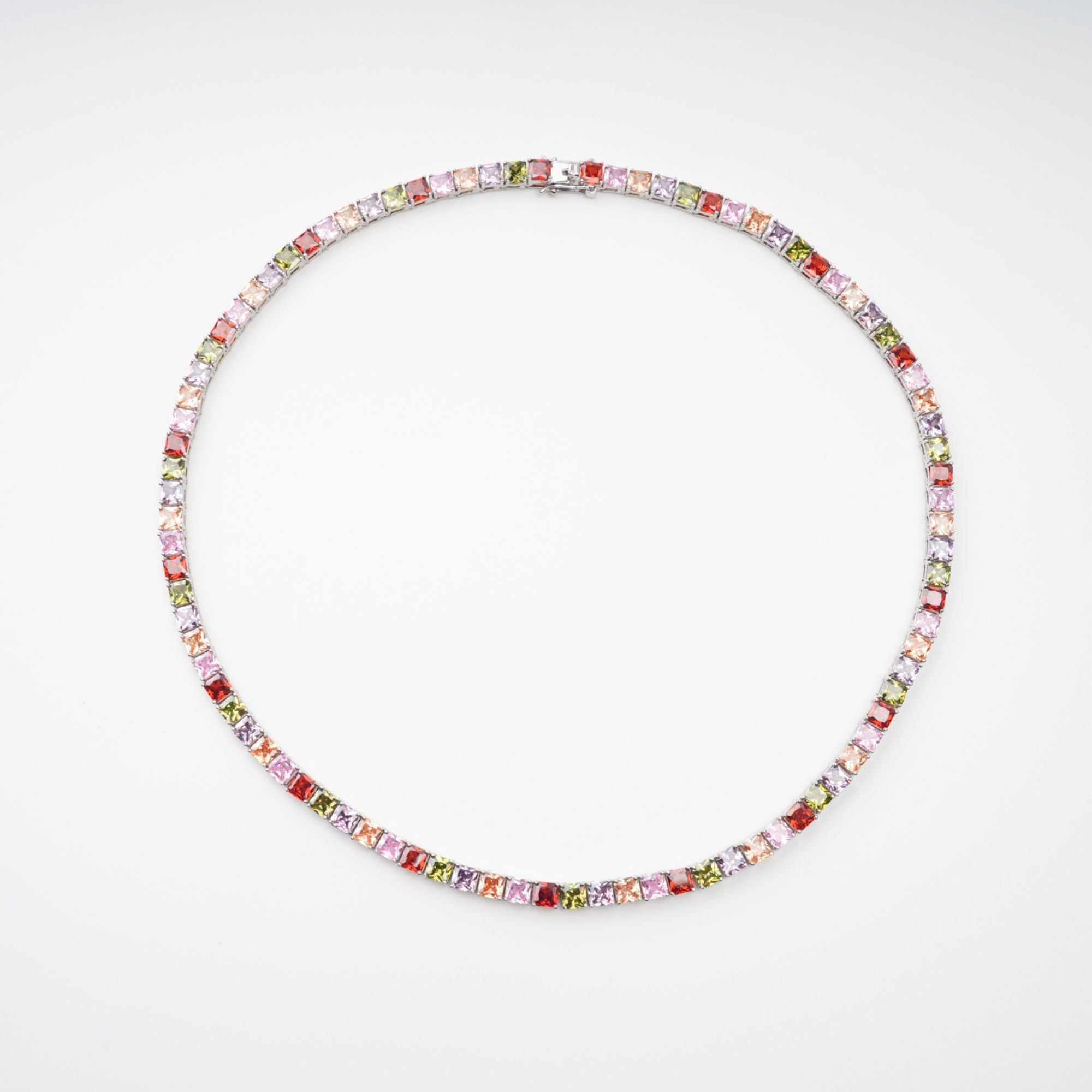 Avril Multicolor Square Cut Crystal Embellished Necklace