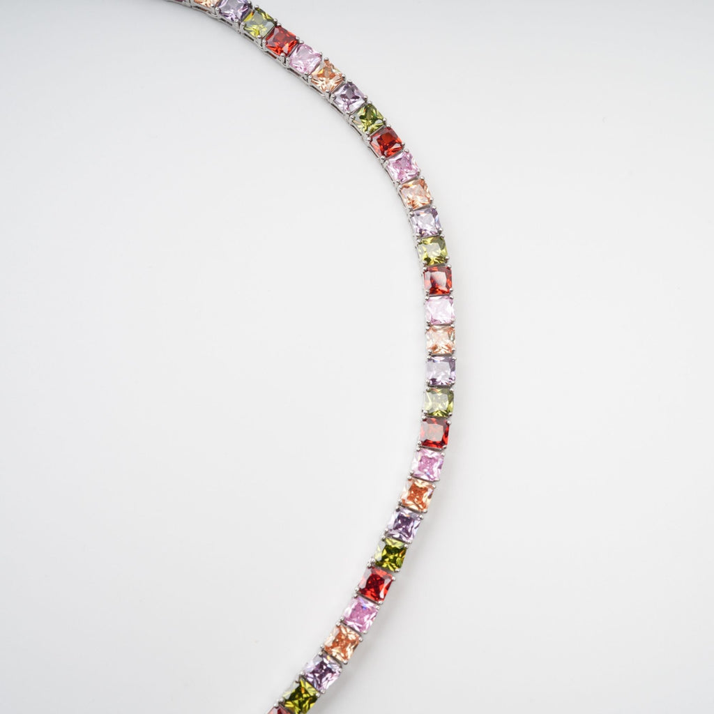 Avril Multicolor Square Cut Crystal Embellished Necklace