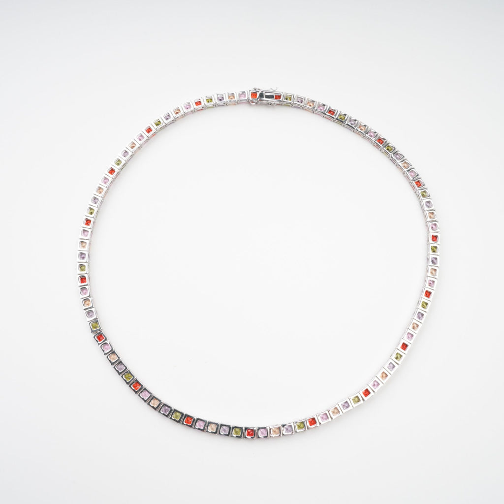 Avril Multicolor Square Cut Crystal Embellished Necklace