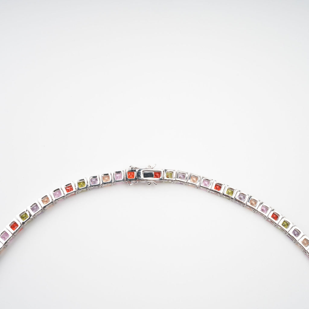 Avril Multicolor Square Cut Crystal Embellished Necklace