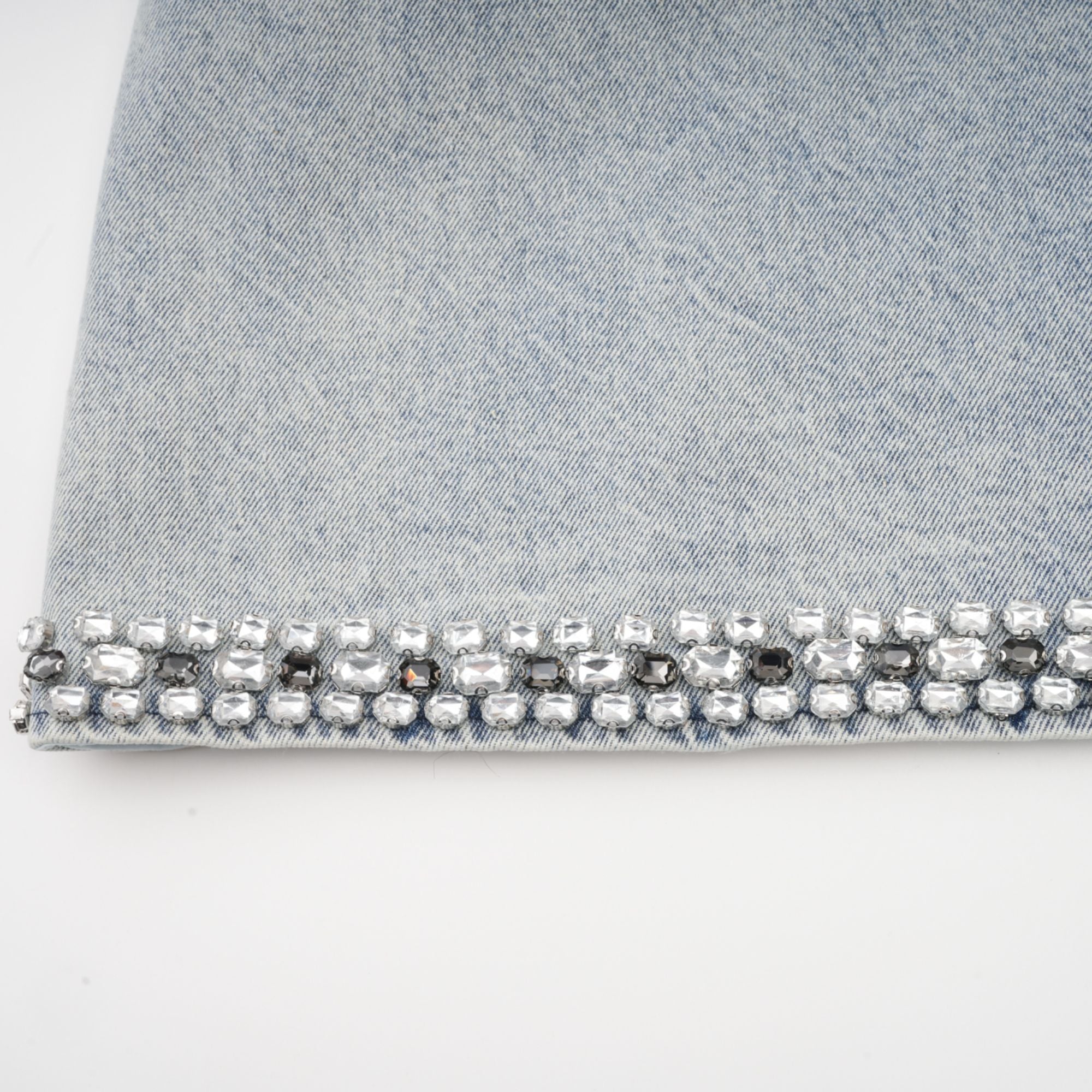 Flowering Girl Women Daphné blue crystal sleeveless denim mini dress