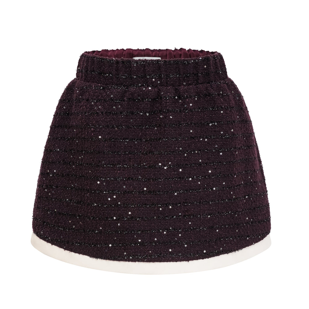 Flowering Girl Women Brigitte Purple Sequined Tweed Jacket & Skirt Matching Set