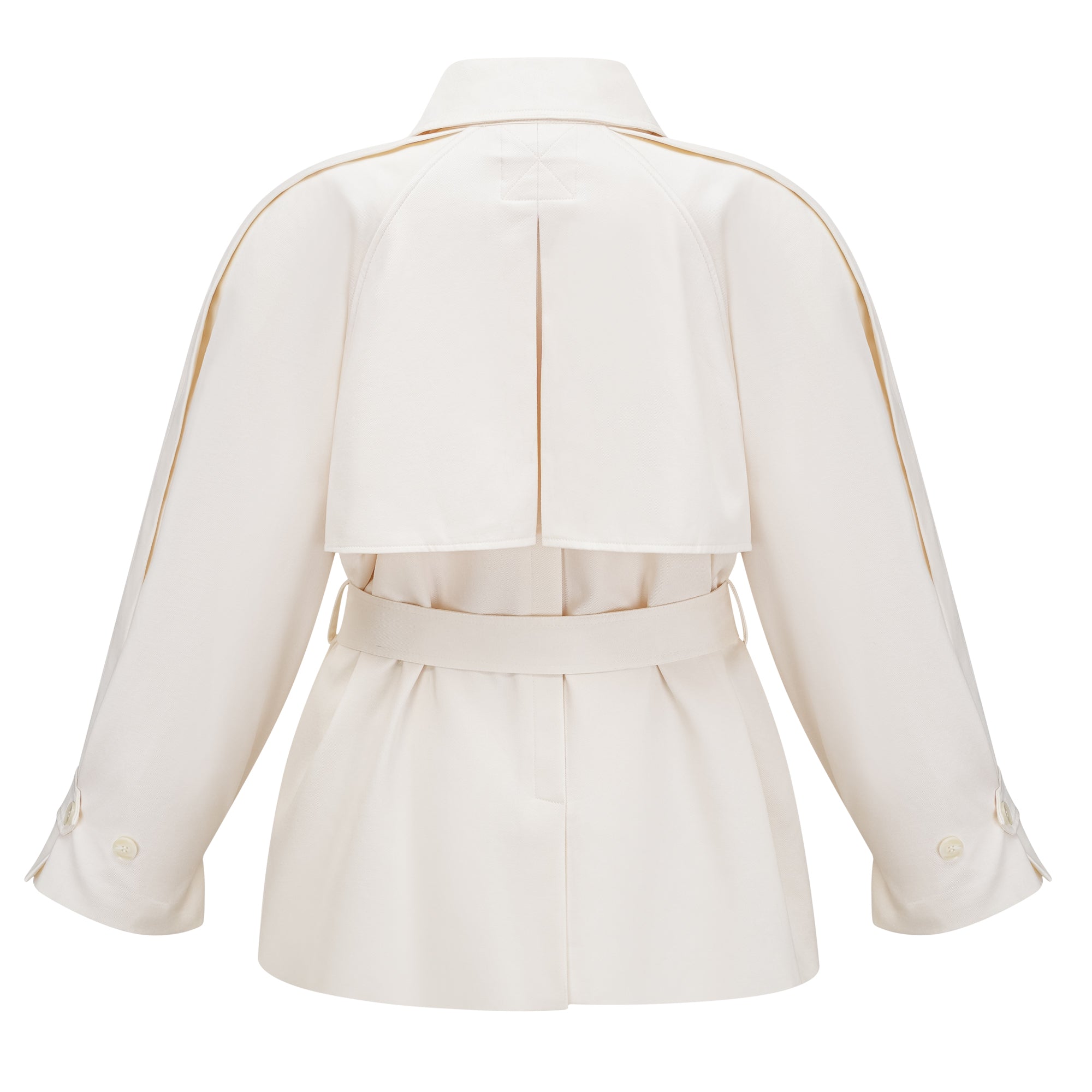 Flowering Girl Women Collared Long Sleeve Belted Cargo Pocket Mini Field Jacket