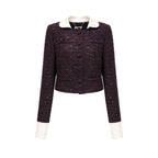 Flowering Girl Women Brigitte Purple Sequined Tweed Jacket & Skirt Matching Set