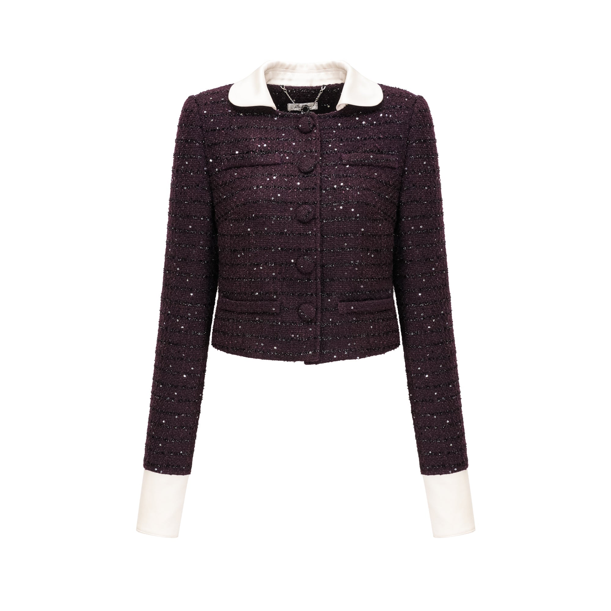 Flowering Girl Women Brigitte Purple Sequined Tweed Jacket & Skirt Matching Set