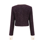 Flowering Girl Women Brigitte Purple Sequined Tweed Jacket & Skirt Matching Set