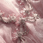 Flowering Girl Women Layered Ruffle Halter Dress with Sparkle Sheer Fabric
