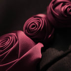 Flowering Girl Women Elegant Burgundy 3D Floral Black Satin Mini Dress