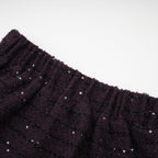 Flowering Girl Women Brigitte Purple Sequined Tweed Jacket & Skirt Matching Set