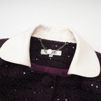 Flowering Girl Women Brigitte Purple Sequined Tweed Jacket & Skirt Matching Set
