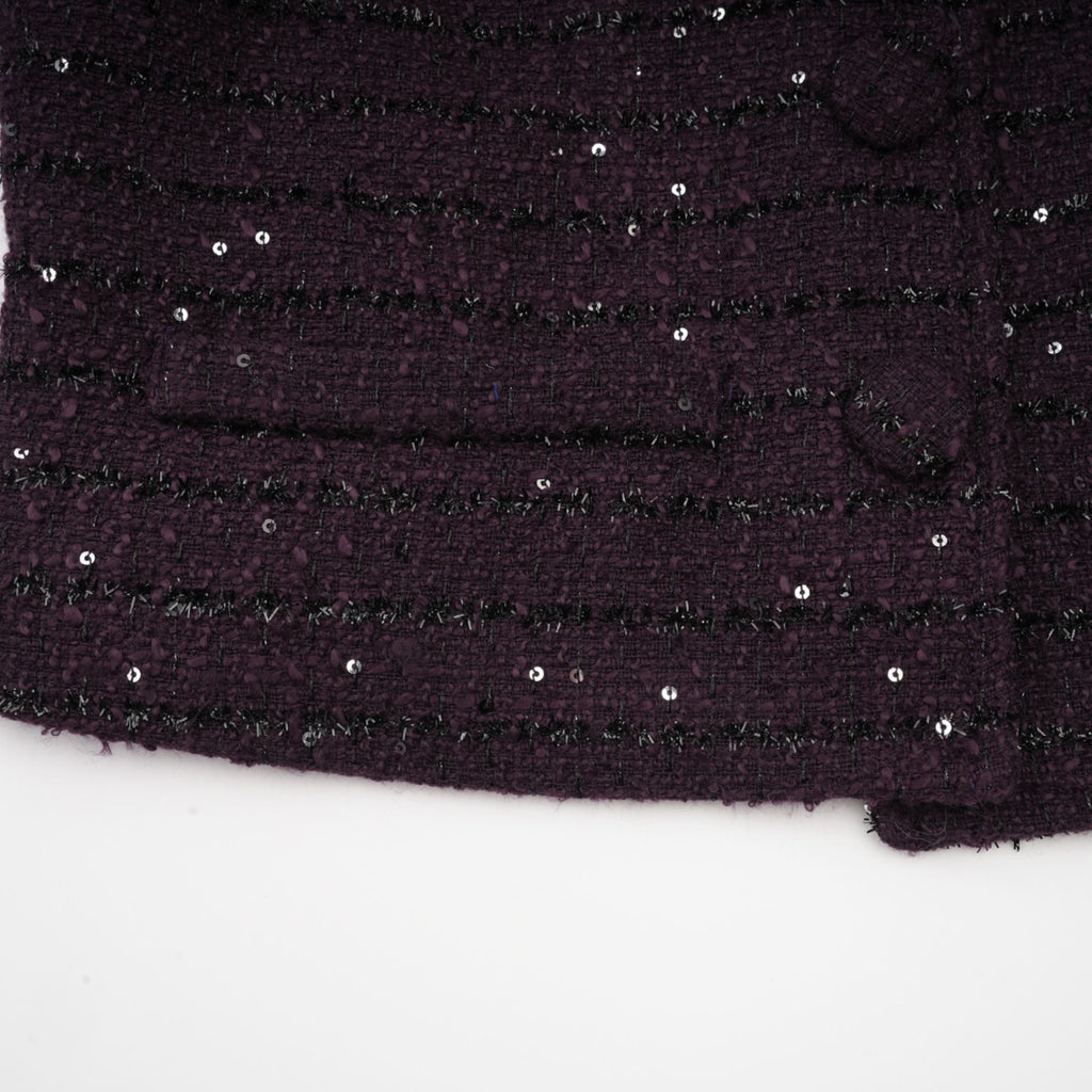 Flowering Girl Women Brigitte Purple Sequined Tweed Jacket & Skirt Matching Set