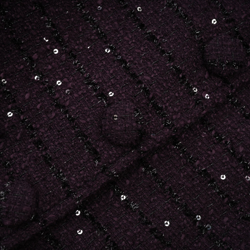 Flowering Girl Women Brigitte Purple Sequined Tweed Jacket & Skirt Matching Set