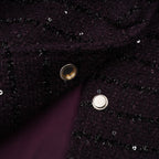 Flowering Girl Women Brigitte Purple Sequined Tweed Jacket & Skirt Matching Set