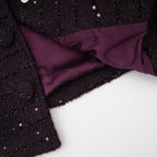 Flowering Girl Women Brigitte Purple Sequined Tweed Jacket & Skirt Matching Set