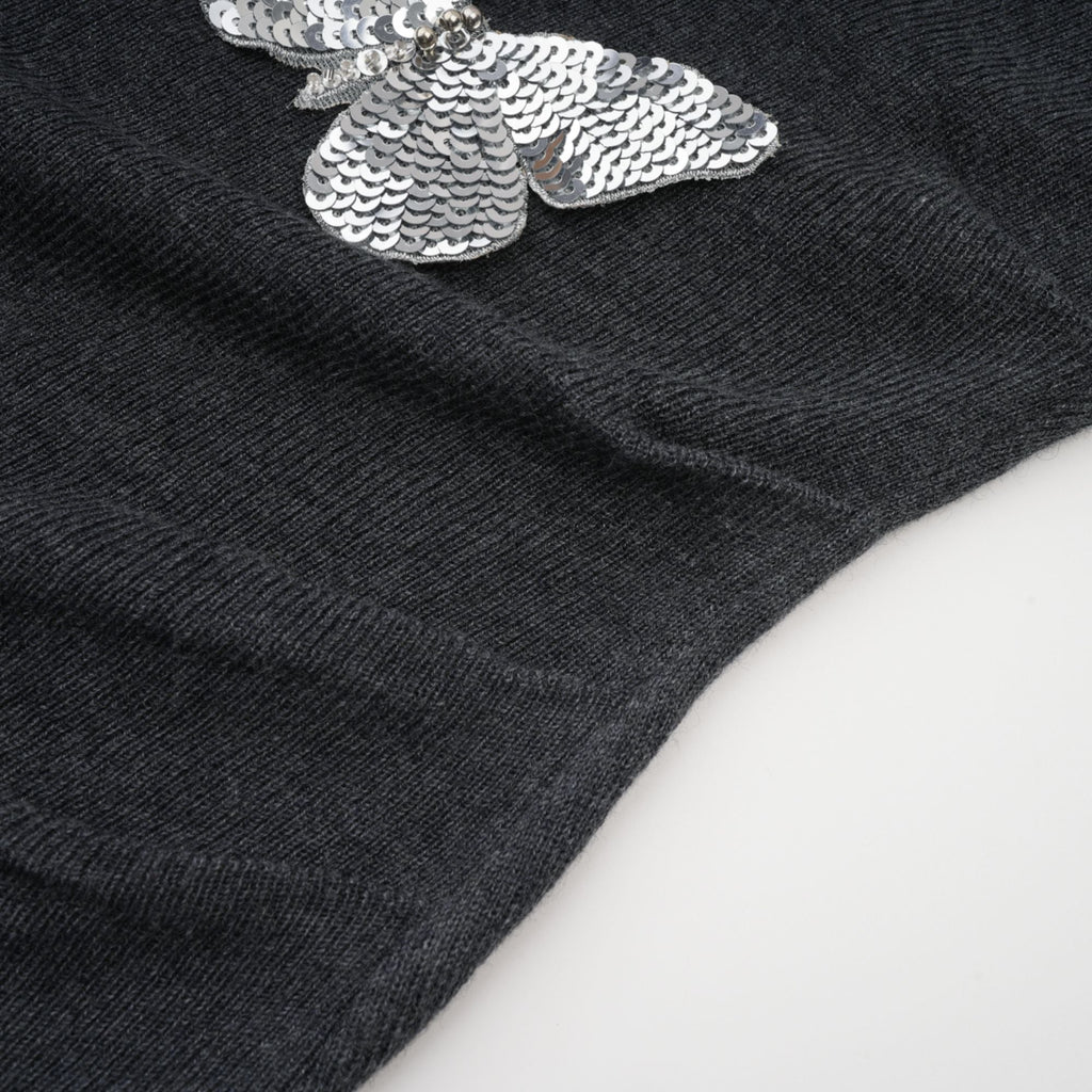 Flowering Girl Women Anastasie Grey Sequined Butterfly-Motif Cardigan