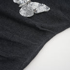 Flowering Girl Women Anastasie Grey Sequined Butterfly-Motif Cardigan
