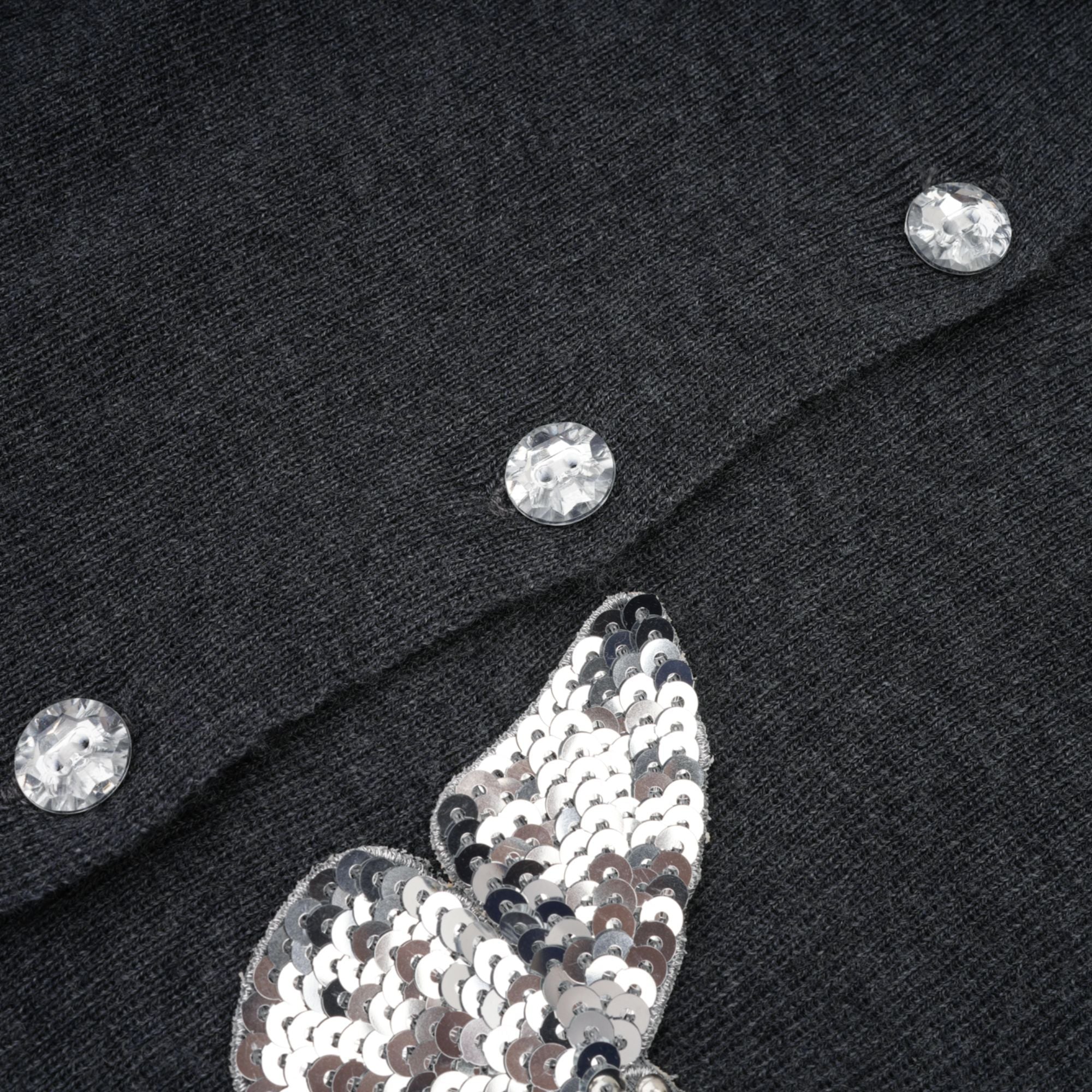 Flowering Girl Women Anastasie Grey Sequined Butterfly-Motif Cardigan