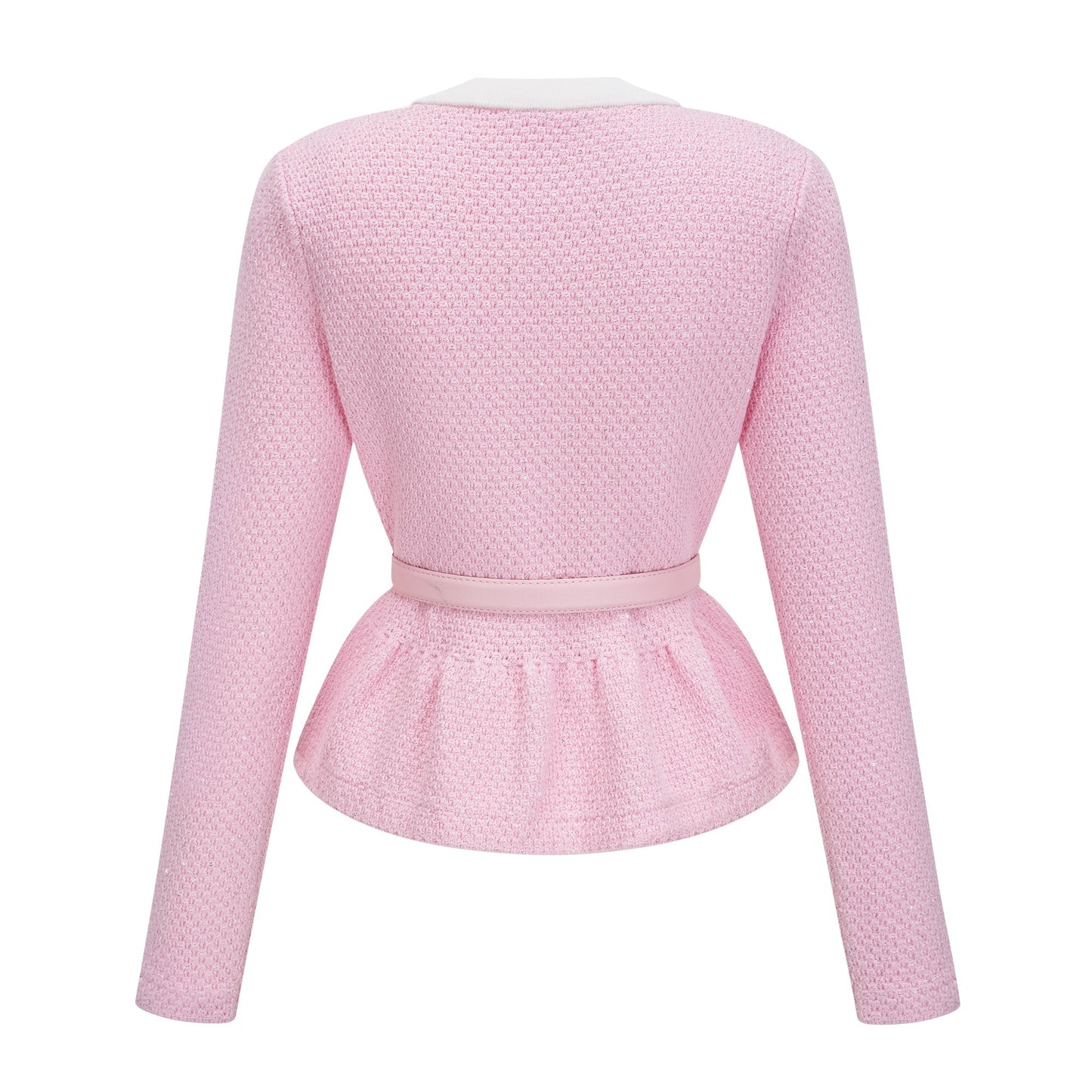 shirley Sequined Knit Cardigan & Skirt Set - pink
