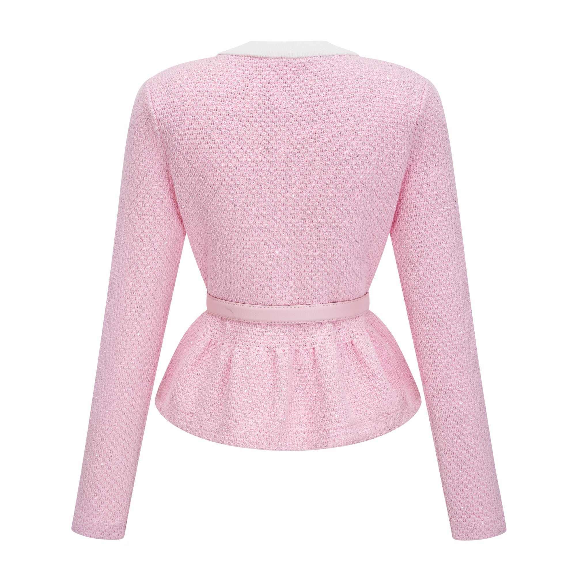 Shirley Sequined Knit Cardigan & Skirt Set - Pink
