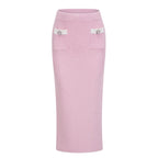 Shirley Sequined Knit Cardigan & Skirt Set - Pink