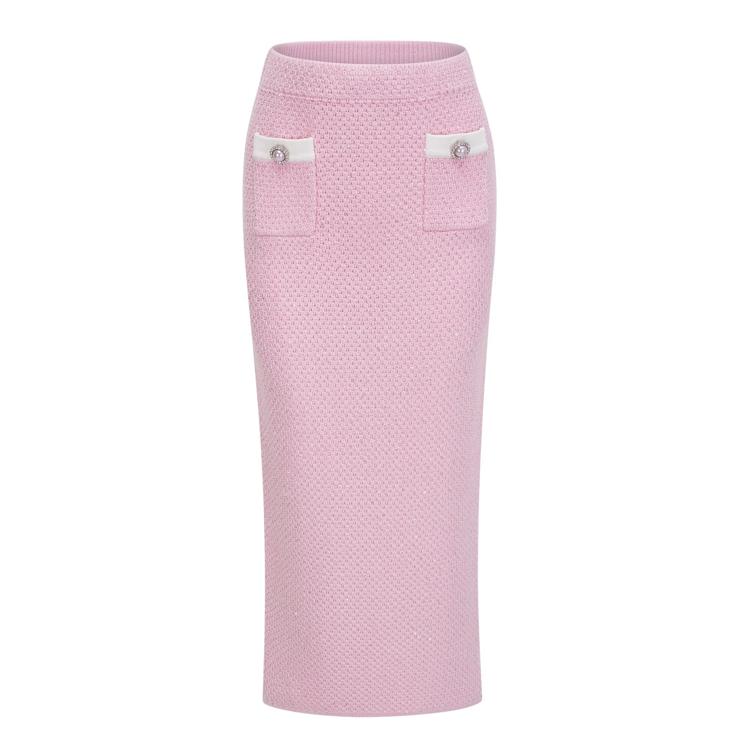 shirley Sequined Knit Cardigan & Skirt Set - pink