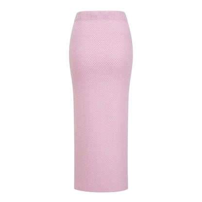 shirley Sequined Knit Cardigan & Skirt Set - pink