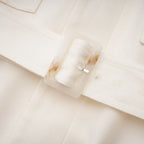 Flowering Girl Women Collared Long Sleeve Belted Cargo Pocket Mini Field Jacket