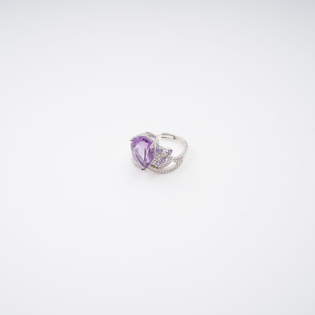 Eléonore Purple Pear Cut Gemstone Sterling Silver Adjustable Ring