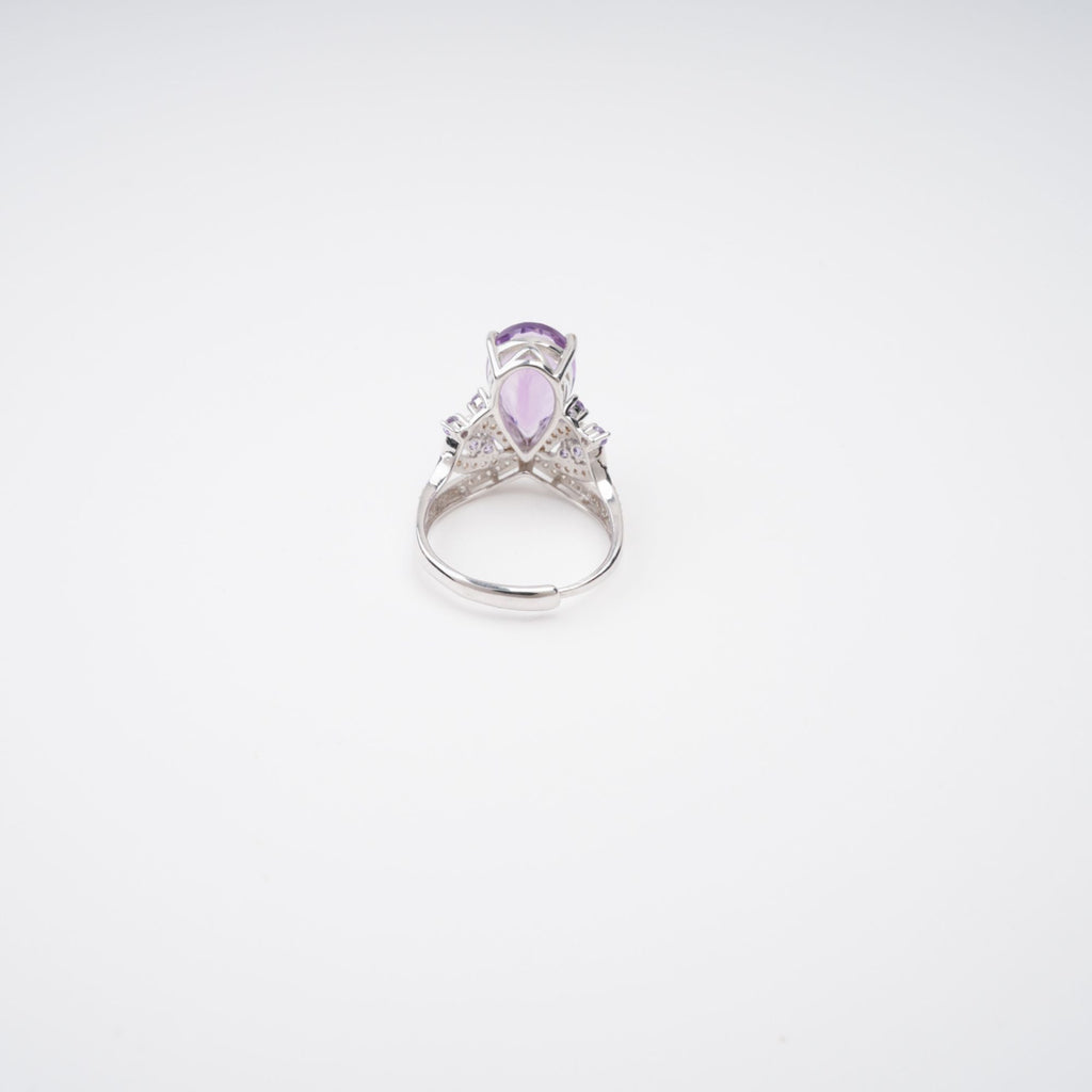 Eléonore Purple Pear Cut Gemstone Sterling Silver Adjustable Ring