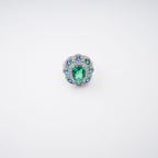 Clémence Green Emerald Cut Gemstone Sterling Silver Ring