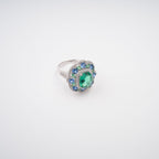 Clémence Green Emerald Cut Gemstone Sterling Silver Ring