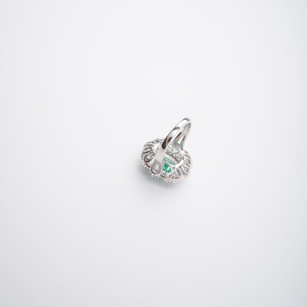 Clémence Green Emerald Cut Gemstone Sterling Silver Ring
