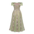 octavia Tulle Panel Floral Midi Dress in green