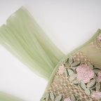 octavia Tulle Panel Floral Midi Dress in green