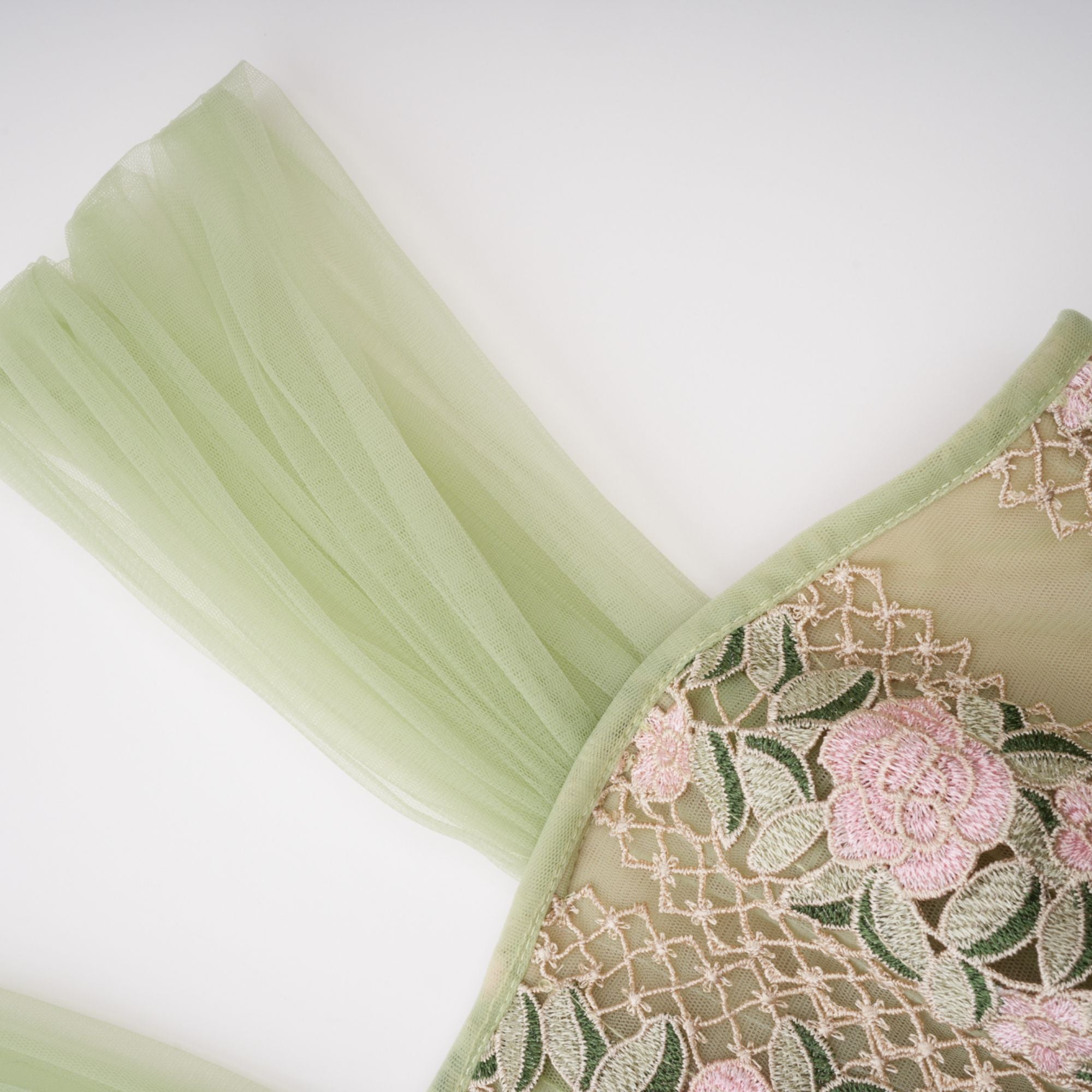 octavia Tulle Panel Floral Midi Dress in green