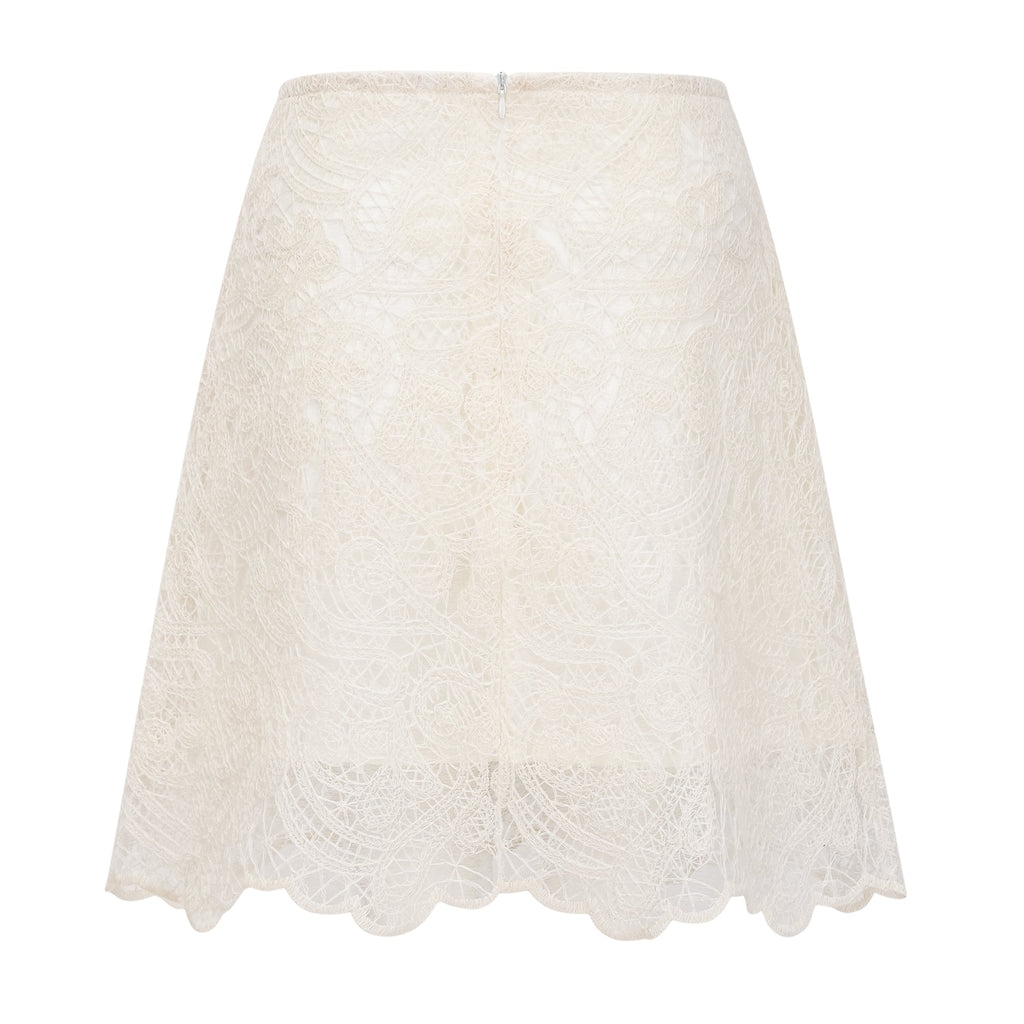 Eulalie Cream White Lace Blouse & Skirt Set