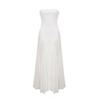 Nathalie White Tulle-Panelling Maxi Dress