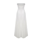 Nathalie White Tulle-Panelling Maxi Dress