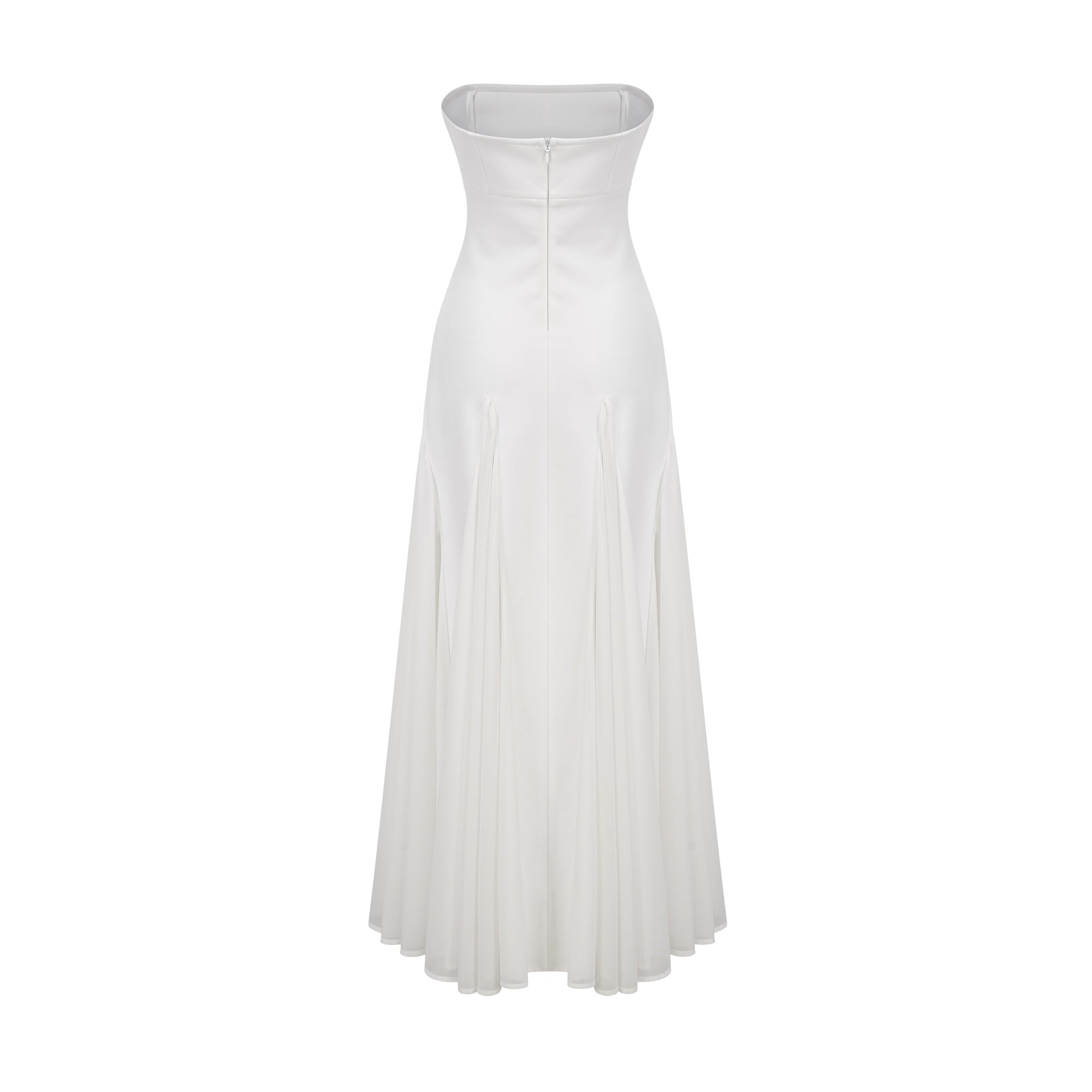 Nathalie White Tulle-Panelling Maxi Dress