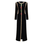 Flowering Girl Women lydia Black Crystal Embellished Front Slit Maxi Dress