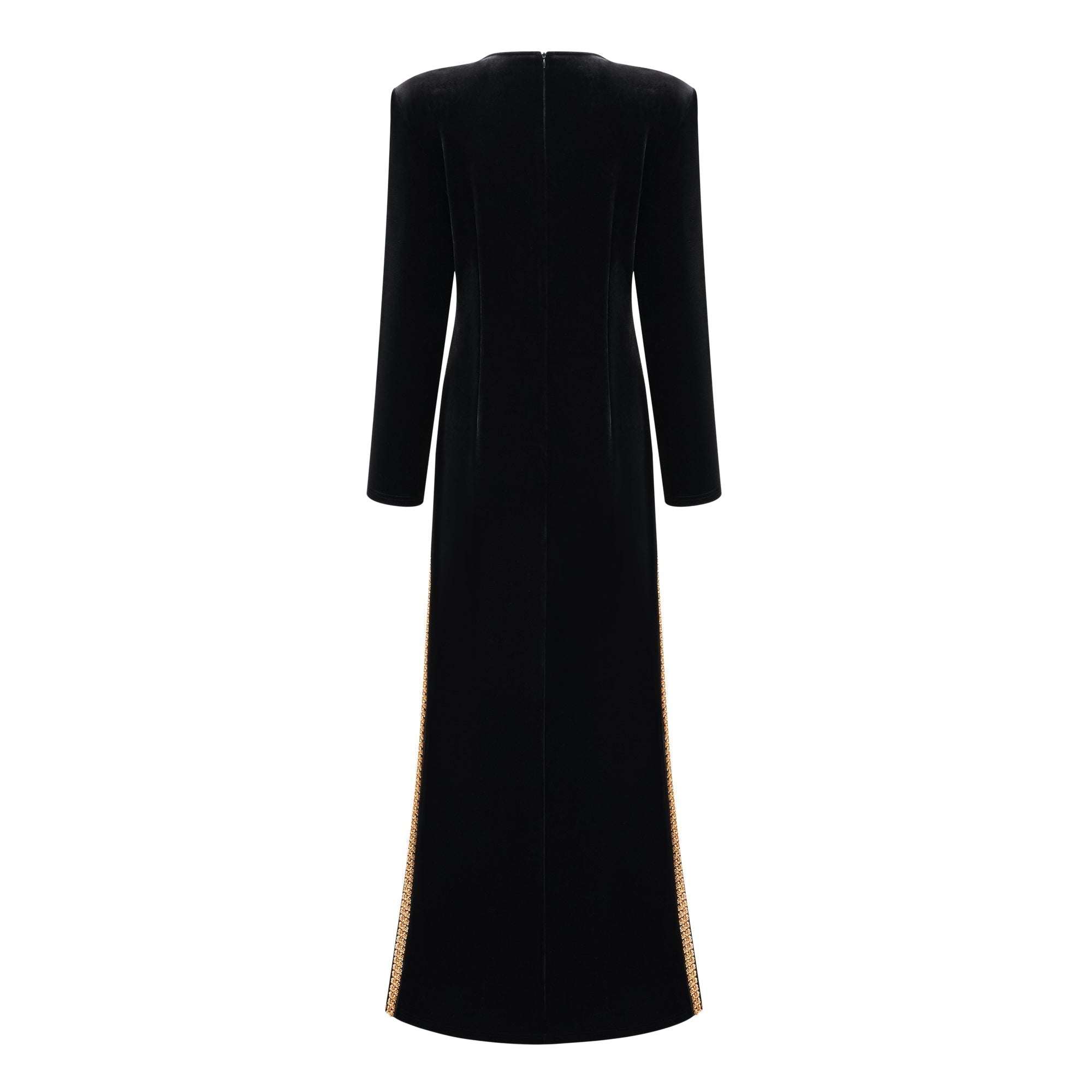Flowering Girl Women lydia Black Crystal Embellished Front Slit Maxi Dress