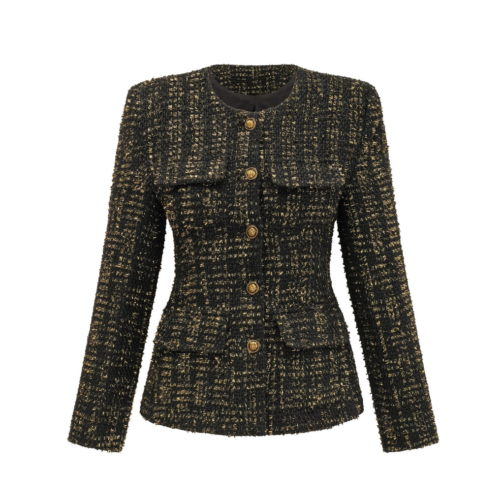Flowering Girl Women Claudine black metallic tweed jacket & shorts matching set