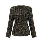 Flowering Girl Women Claudine black metallic tweed jacket & shorts matching set