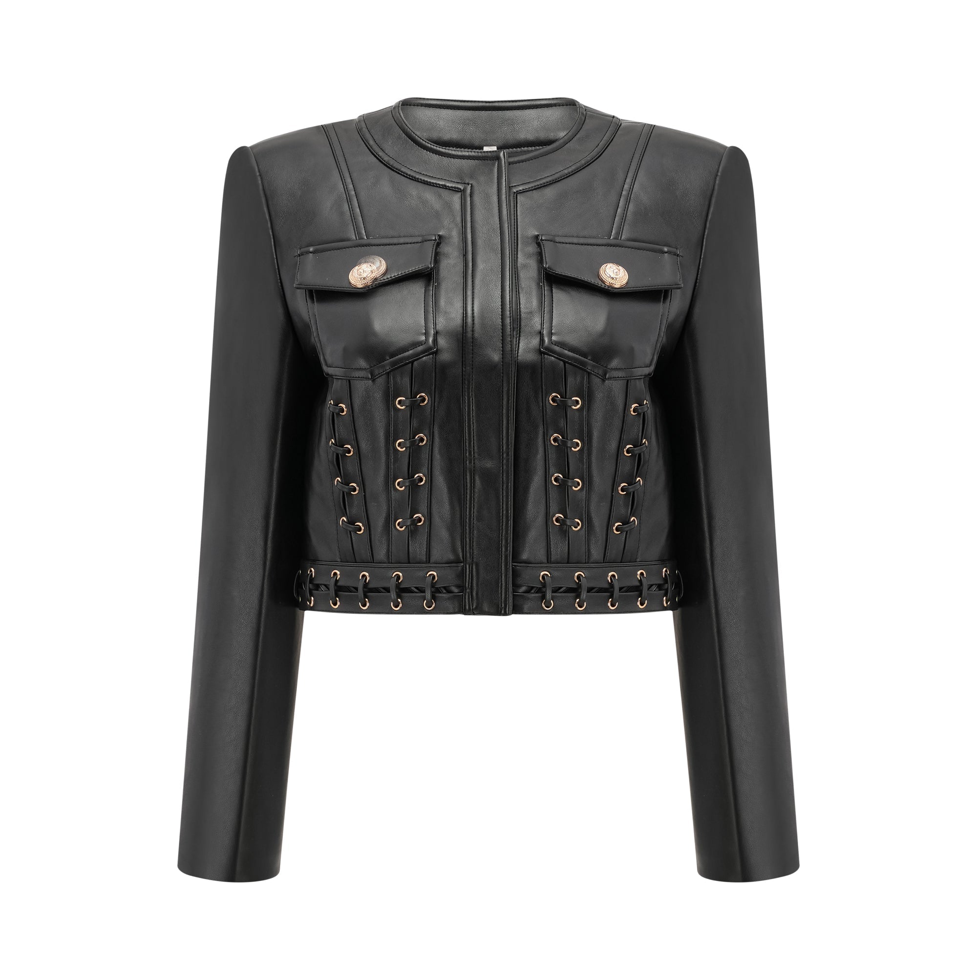 Flowering Girl Women Daphné Eyelet-Embellished Leather Jacket & Skirt Matching Set