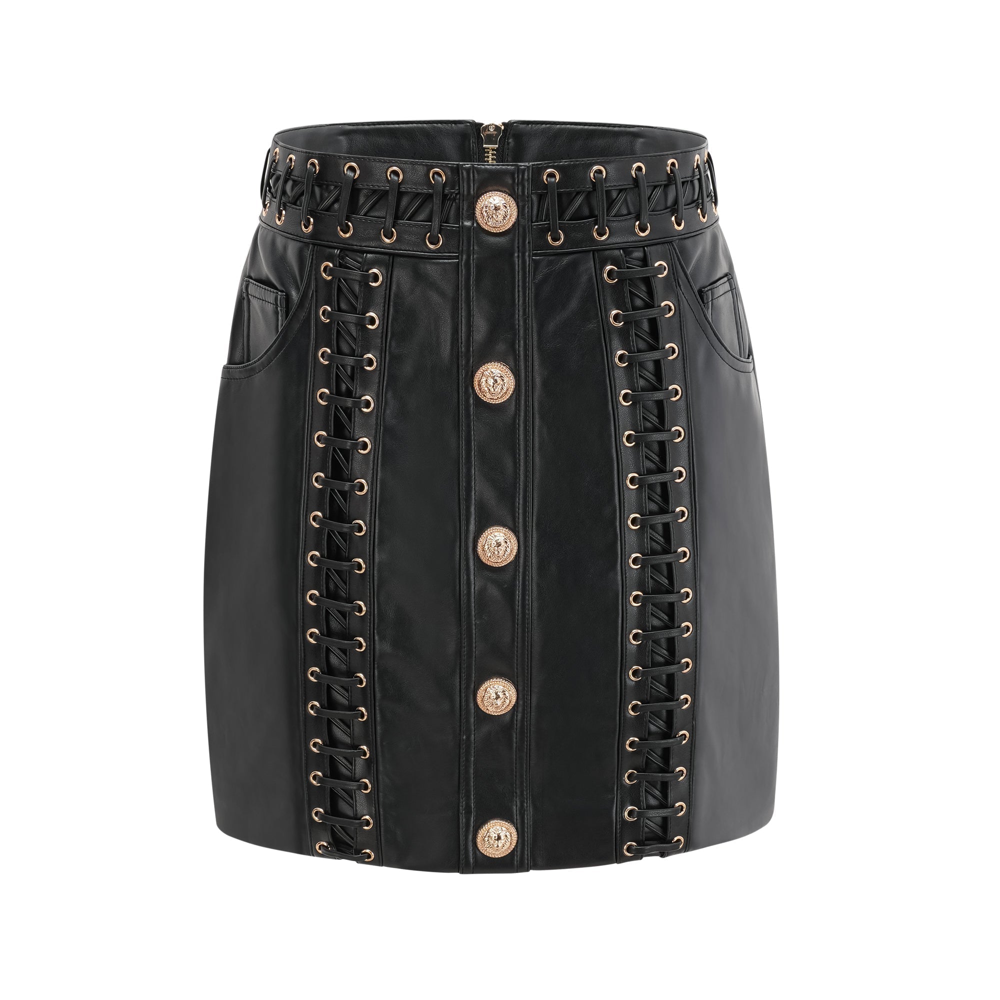 Flowering Girl Women Daphné Eyelet-Embellished Leather Jacket & Skirt Matching Set