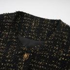 Flowering Girl Women Claudine black metallic tweed jacket & shorts matching set