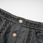 Flowering Girl Women Daphné eyelet-embellished leather jacket & skirt matching set