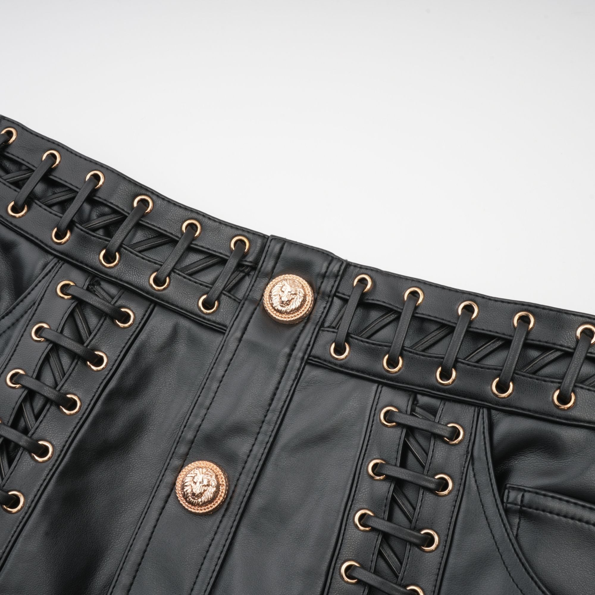 Flowering Girl Women Daphné eyelet-embellished leather jacket & skirt matching set