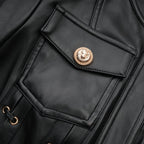 Flowering Girl Women Daphné eyelet-embellished leather jacket & skirt matching set